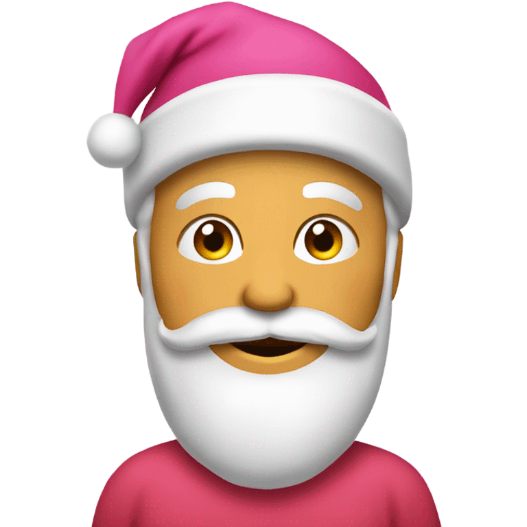 Santa Claus Usando gorro de navidad color Rosa emoji