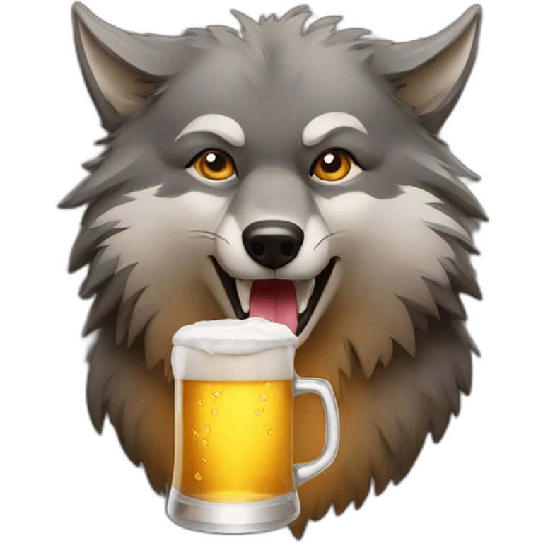 Wolf drink beer emoji