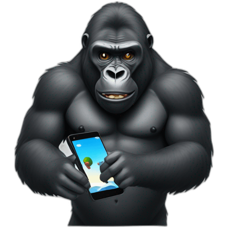 Gorilla holding a Google Pixel phone emoji