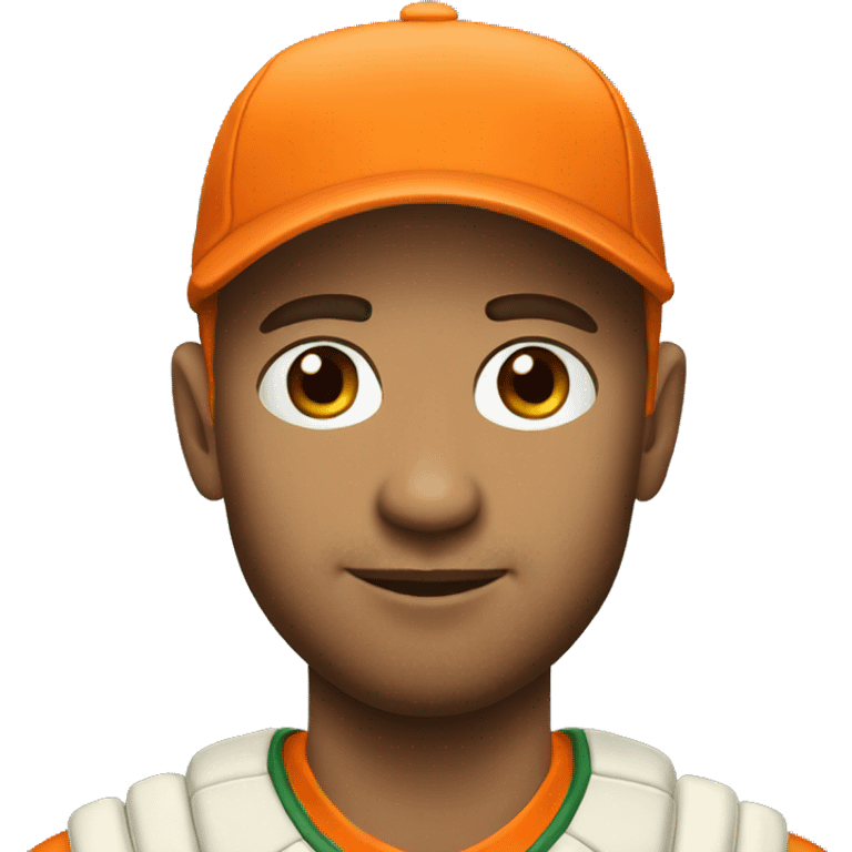 cricketer wearing orange cap emoji