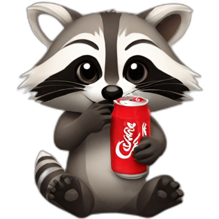 Raccoon drinking coke emoji