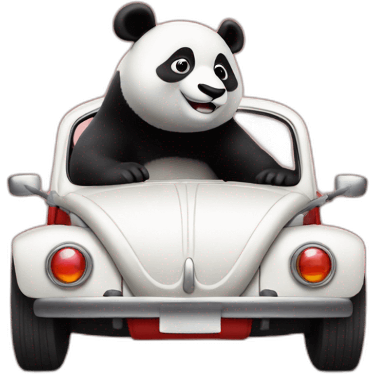 Panda driving a red beetle emoji