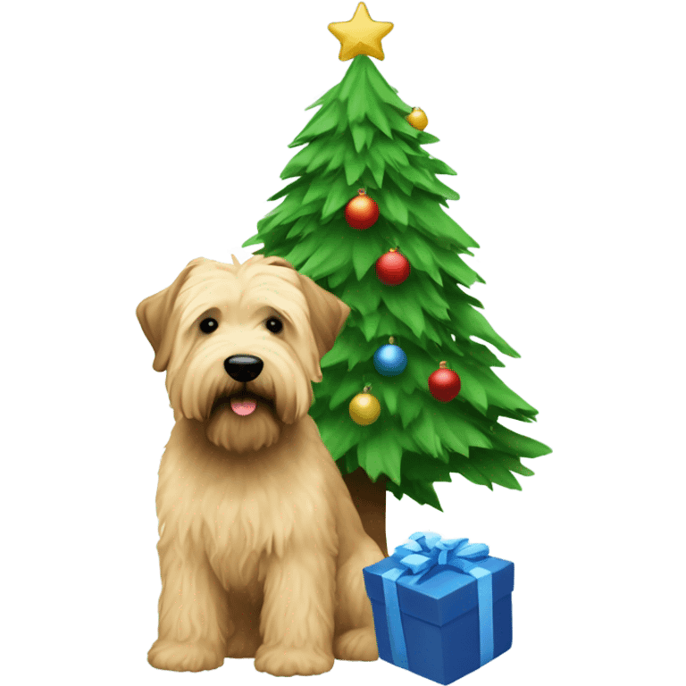 wheaten terrier and christmas tree emoji