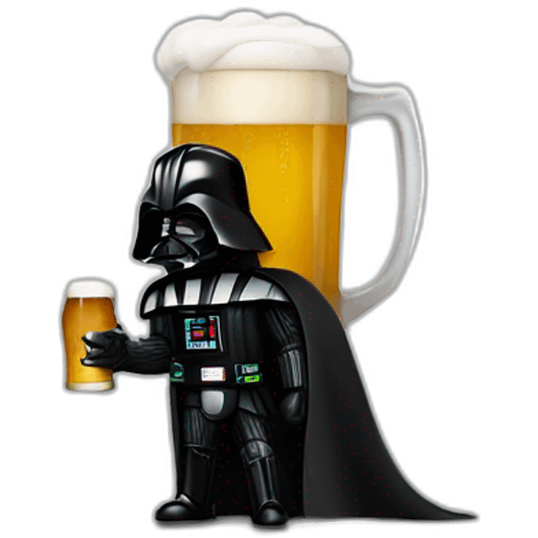 Darth vader from star wars with a beer emoji