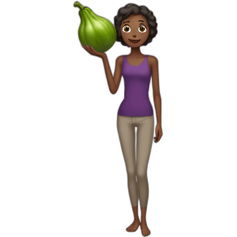 skinny woman holding eggplant emoji