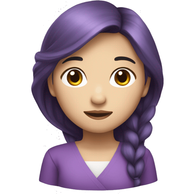 Fille coréenne avec de long cheveux violets  emoji