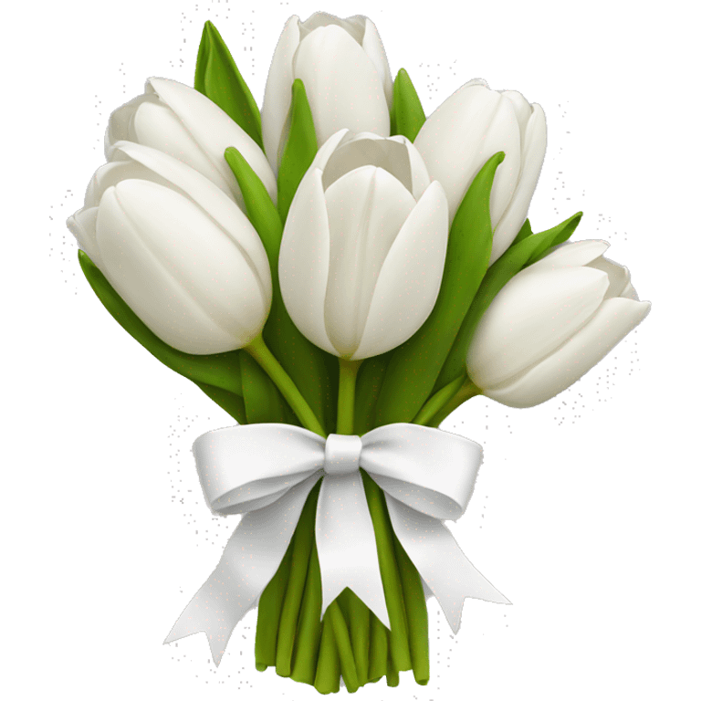 white tulip bouquet  with a white bow emoji