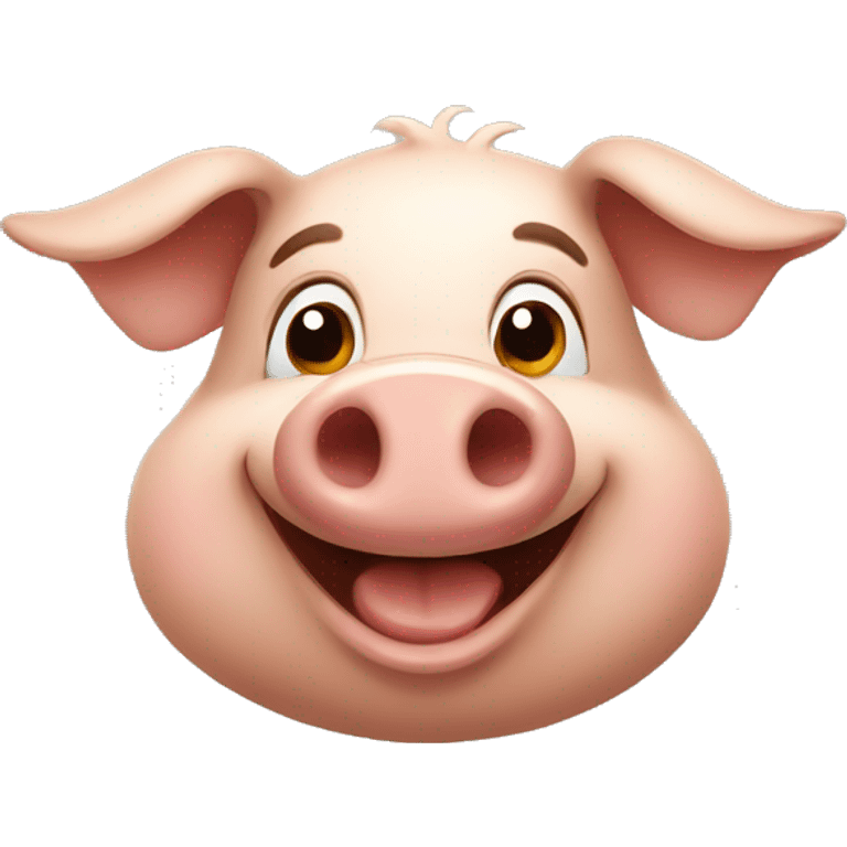 a happy brown pig smiling emoji