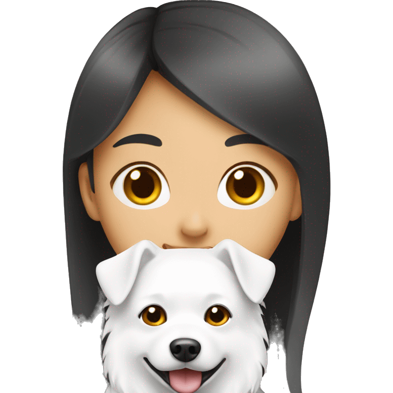 asian girl with Japanese spitz dog emoji