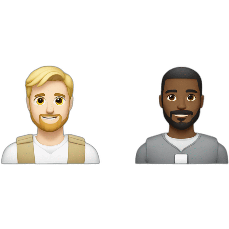 a blond bearded guy together with a black guy without a beard in an ATB uniform emoji