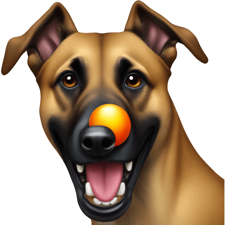 Belgian malinois with ball in mouth emoji