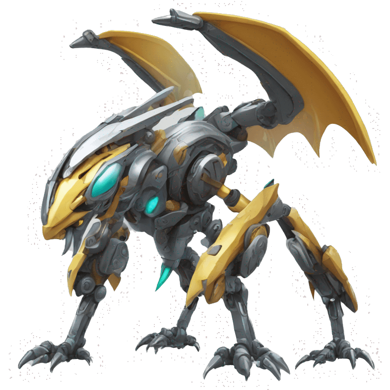 a futuristic mechanical spiky Medabot-Dragon full body emoji