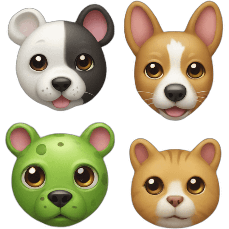 dog, frog, cat, mouse, bear, hear emoji