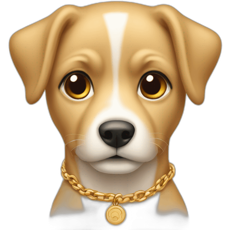 Chien beige avec collier emoji