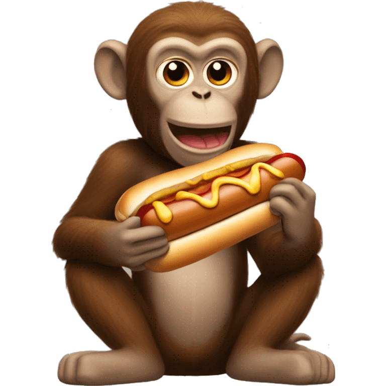 Monkey eating hotdog emoji