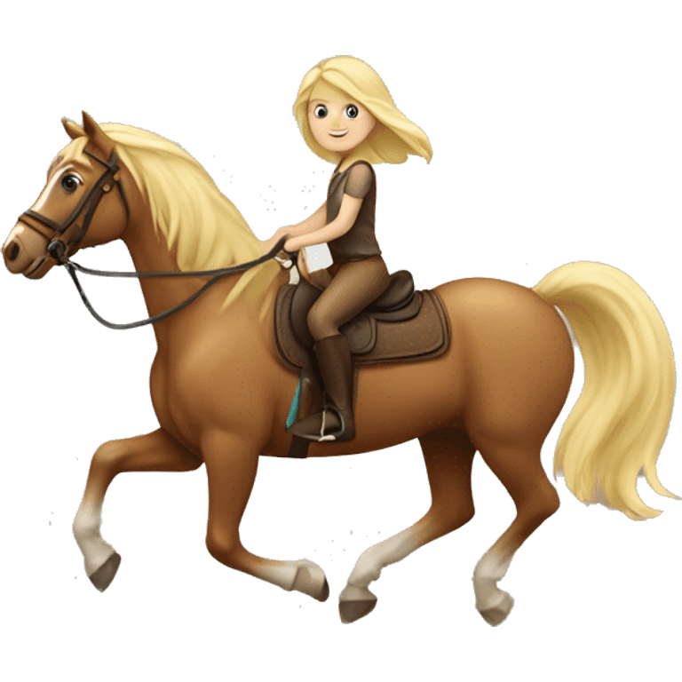 Blond girl riding a horse emoji