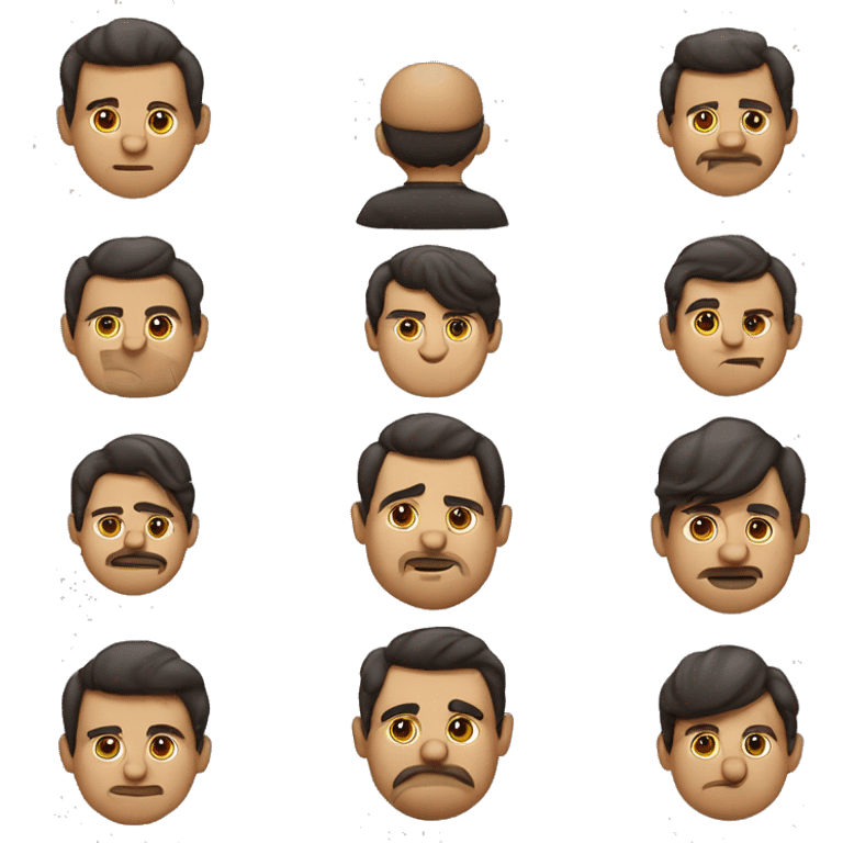 hombre moreno de poco pelo en la cabeza , gordito , aspecto colombiano, sin barba emoji