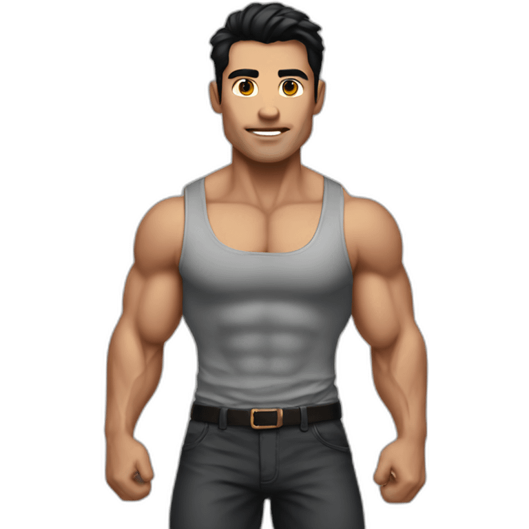 muscle-man-black-hair emoji