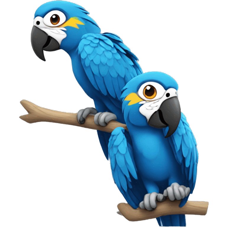 2 blue macaw parrots emoji