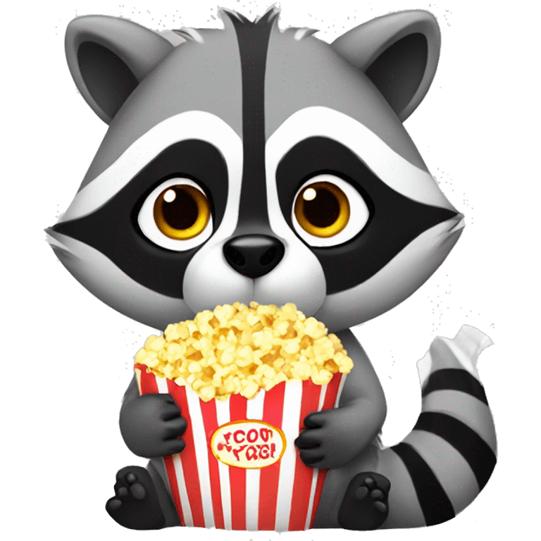 Raccoon eating popcorn emoji