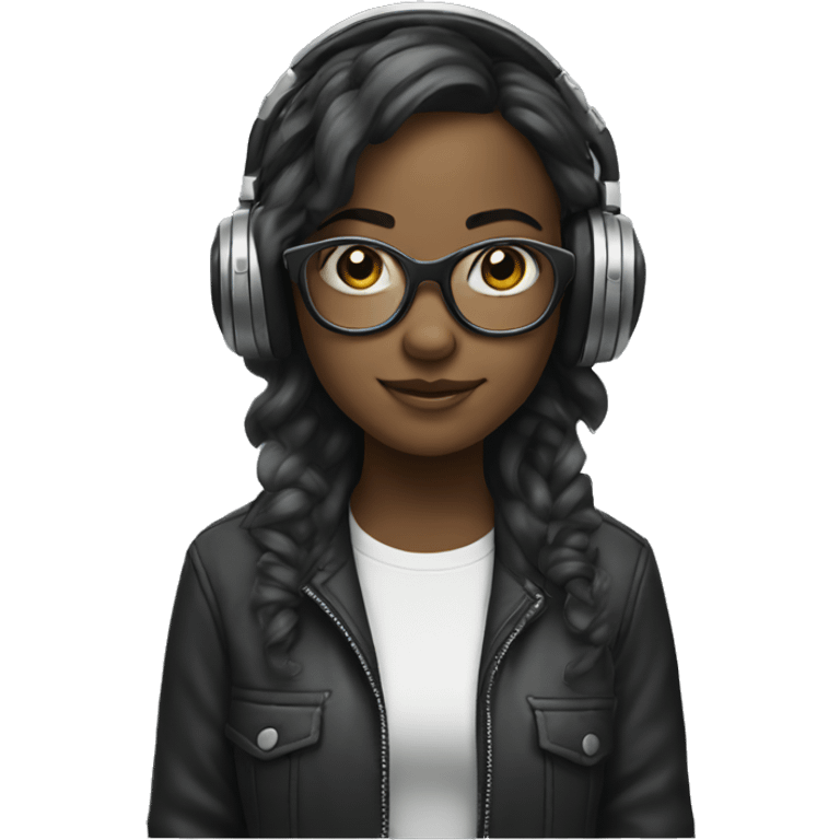 girl with glasses as a dj emoji