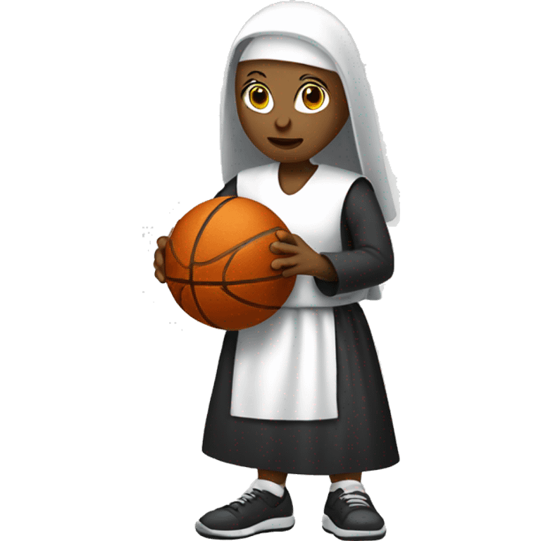 White woman nun dribbling a basketball emoji