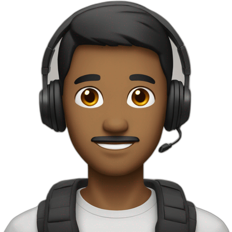 A man wiht brown Eyes and black short hair with gamaing Headphones emoji