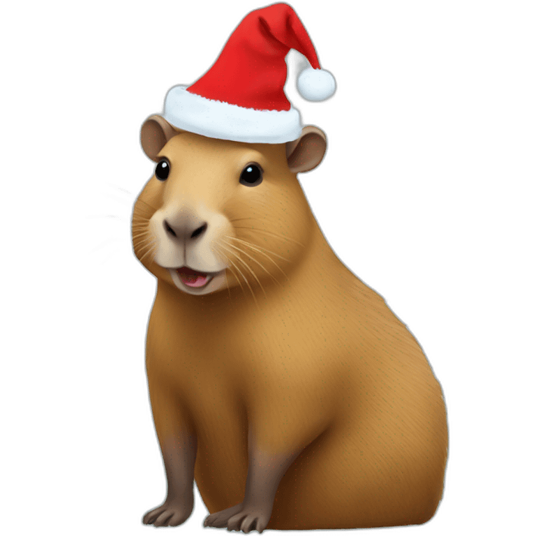 Capybara with christmas hat emoji