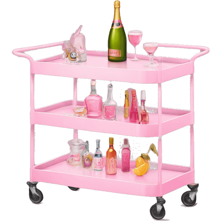 Girly bar cart with pink emoji