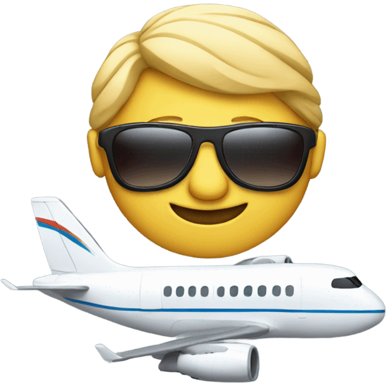 Airplane with sunglasses on emoji