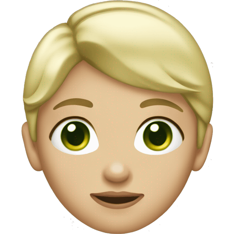 a girl with short blond hair and green eyes emoji