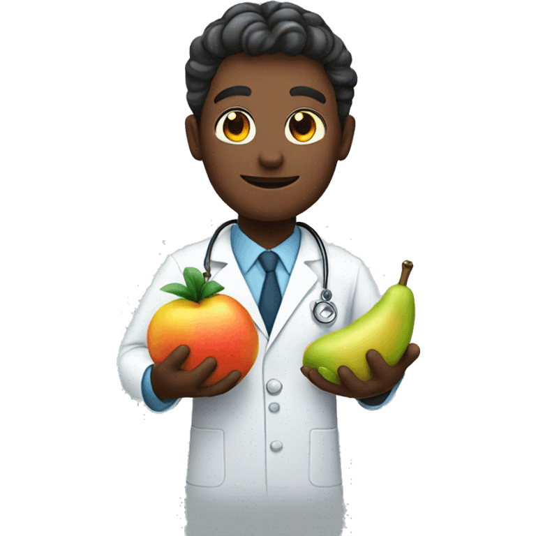 doctor holding a fruit in his hands emoji