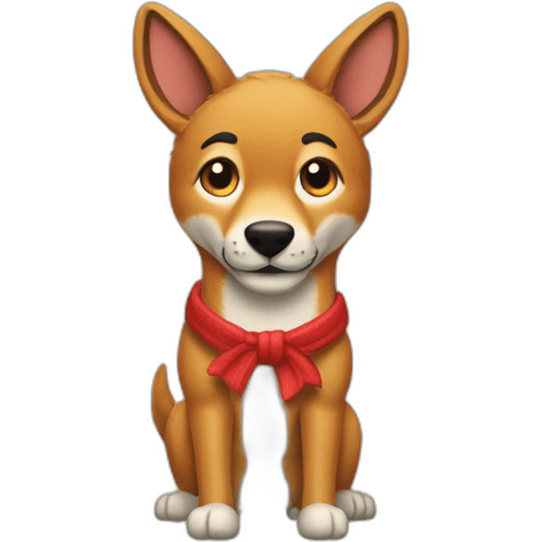 A dingo dressed a Rudolph the red-nosed reindeer emoji