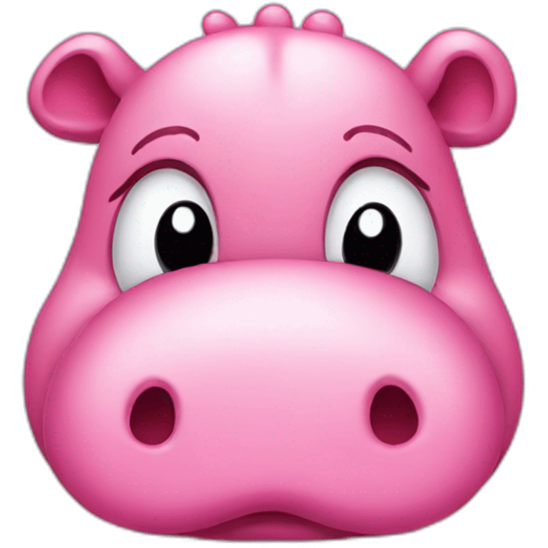 cute pink hippo crying with big tears emoji