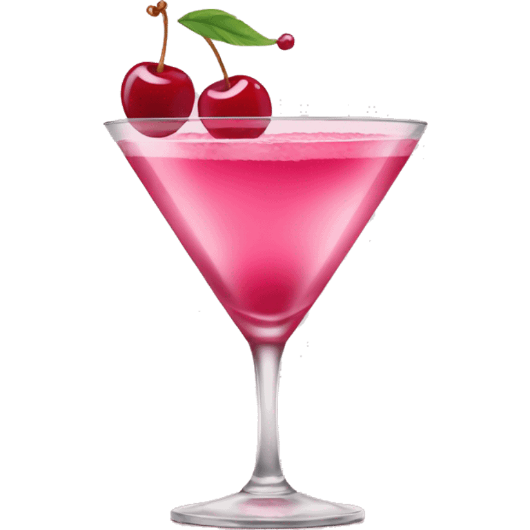 Pink cocktail with cherry emoji