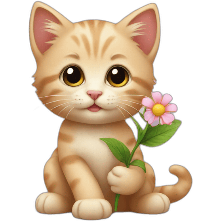 kitten gives flower emoji