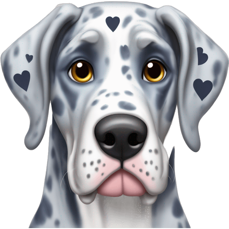 Blue Merle Great Dane with hearts for eyes  emoji