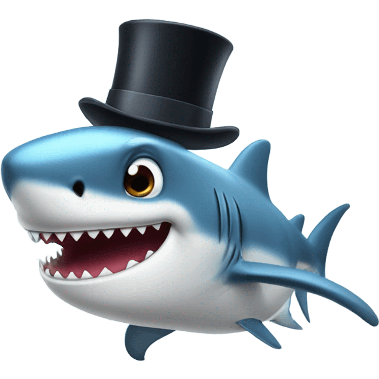 Cute Shark with a top hat emoji