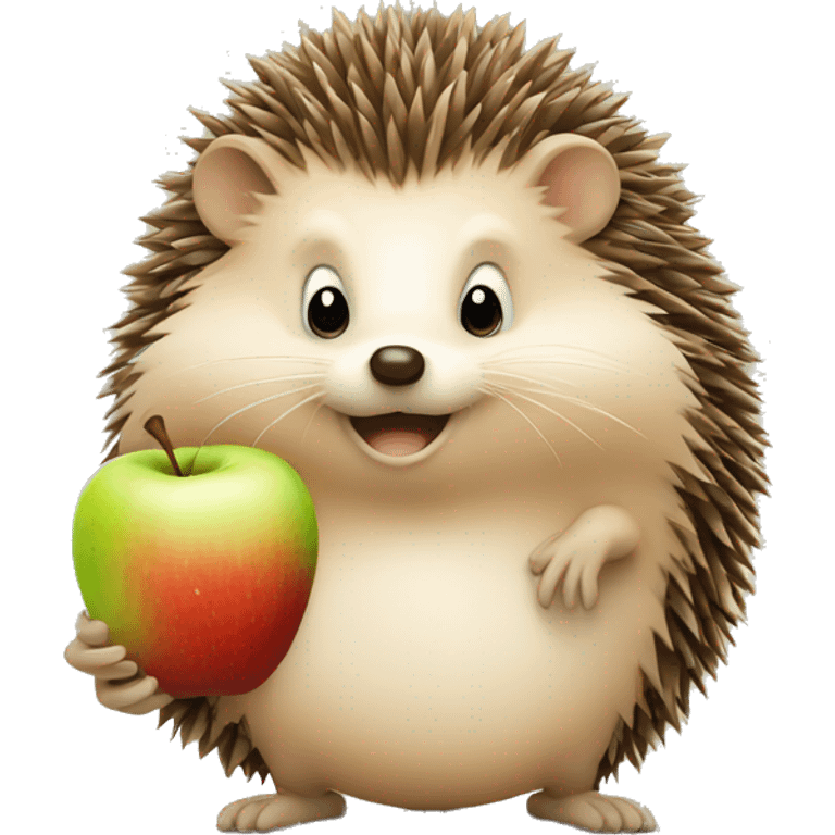 hedgehog with an apple emoji