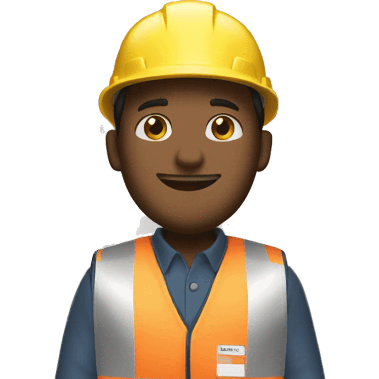 A warehouse worker with vest greeting emoji