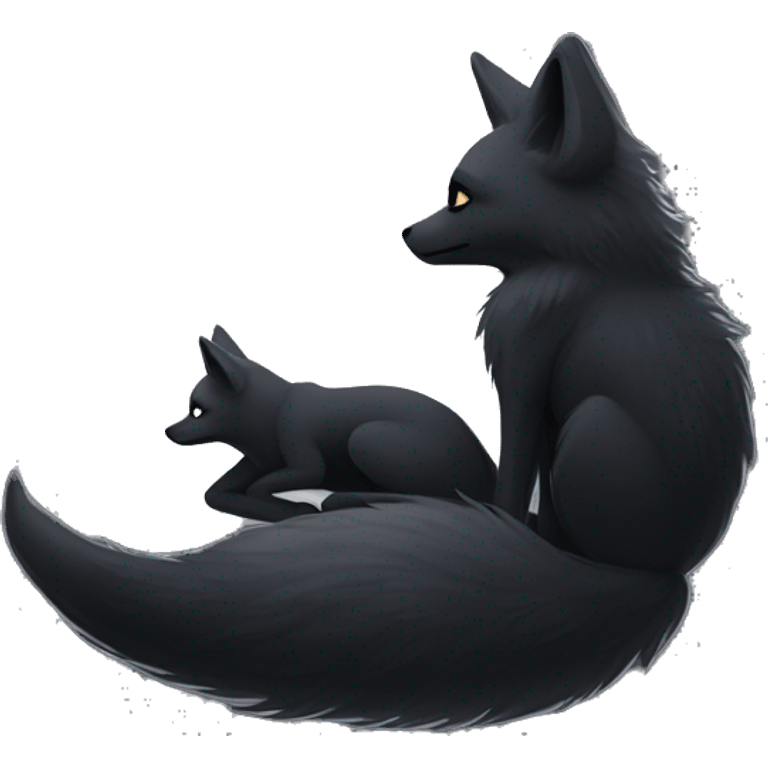 monochrome moon and black fox emoji