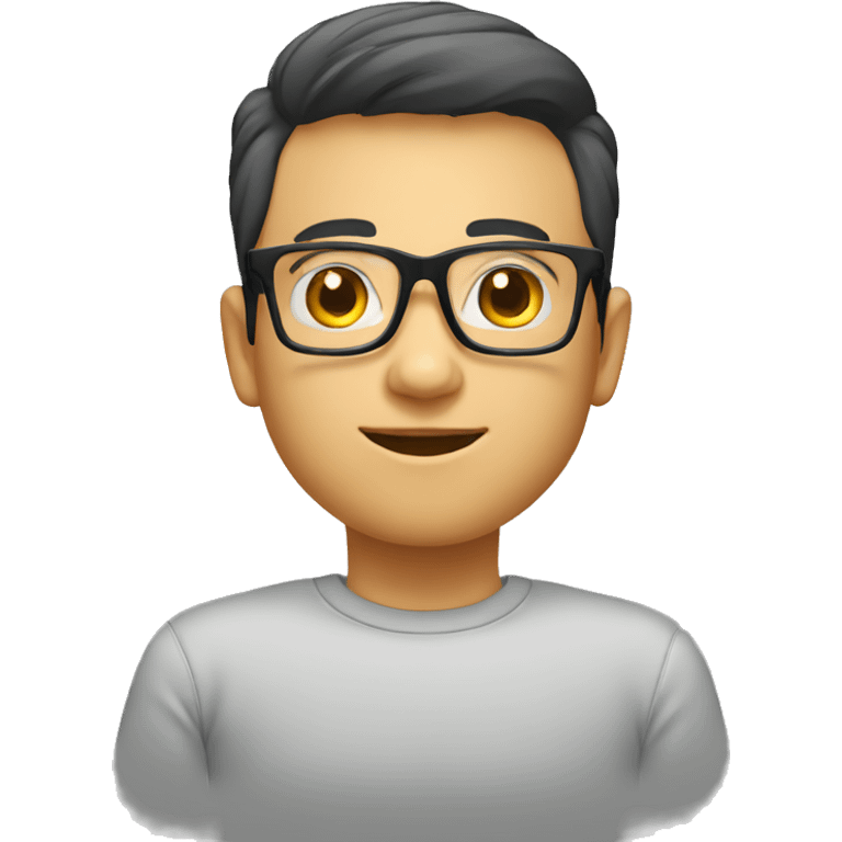 Square frameless specs boy emoji