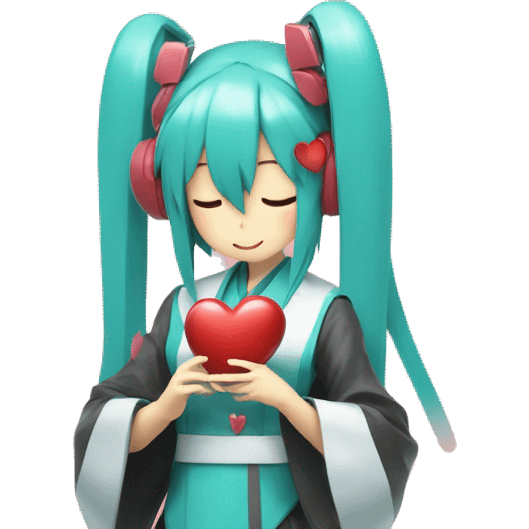 hatsune miku holding real heart emoji