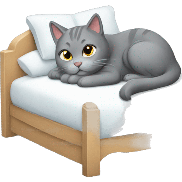 gray cat in bed emoji