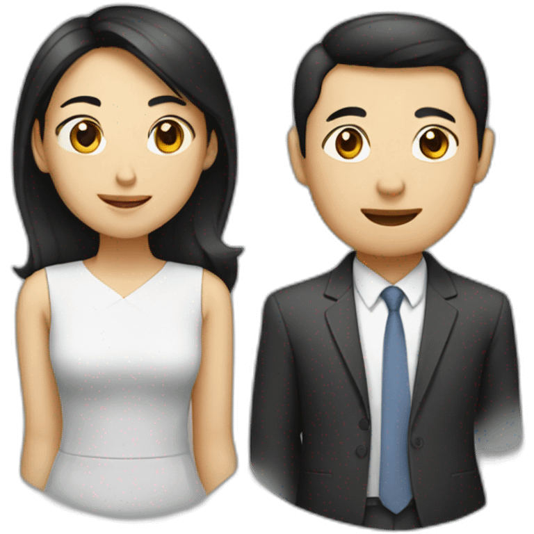 young asian male and female leader emoji