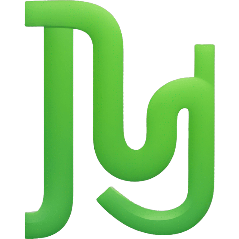 This graphic depicts a green, stylized "U" letter. The design is modern and simple, with the left side of the "U" being a downward-curving line instead of a vertical line, resembling an inverted "J" letter.  emoji