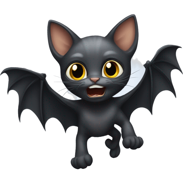 crazy kitten that looks like a bat jumping off the walls emoji