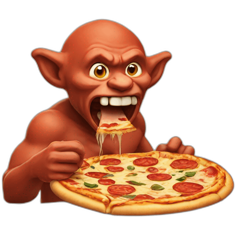 troll eating a pizza emoji