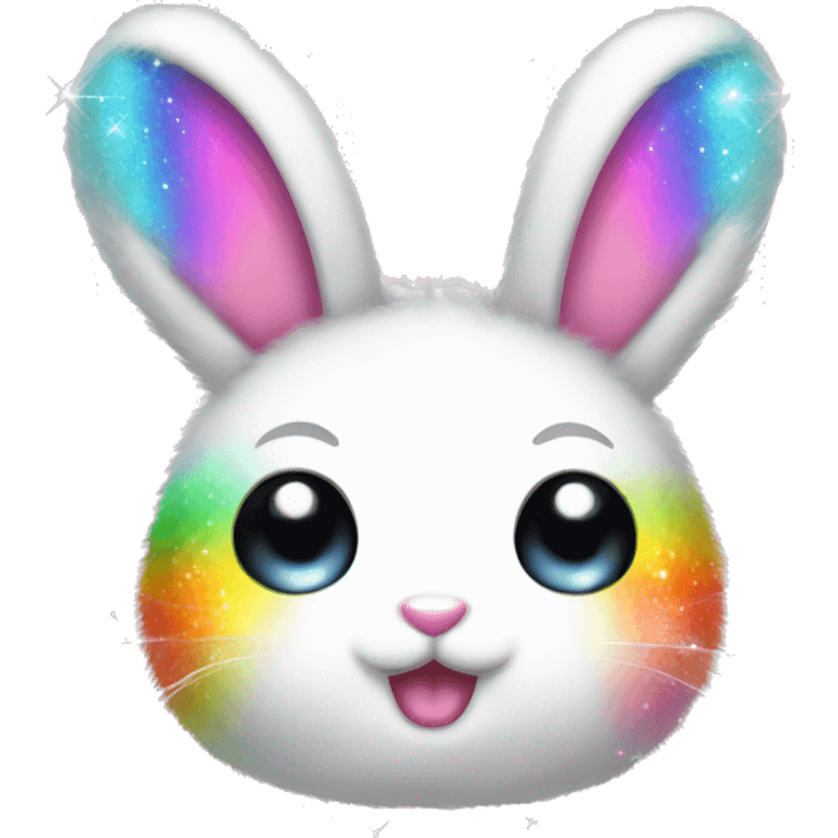 cute kawaii bunny rainbow fur with sparkle emoji