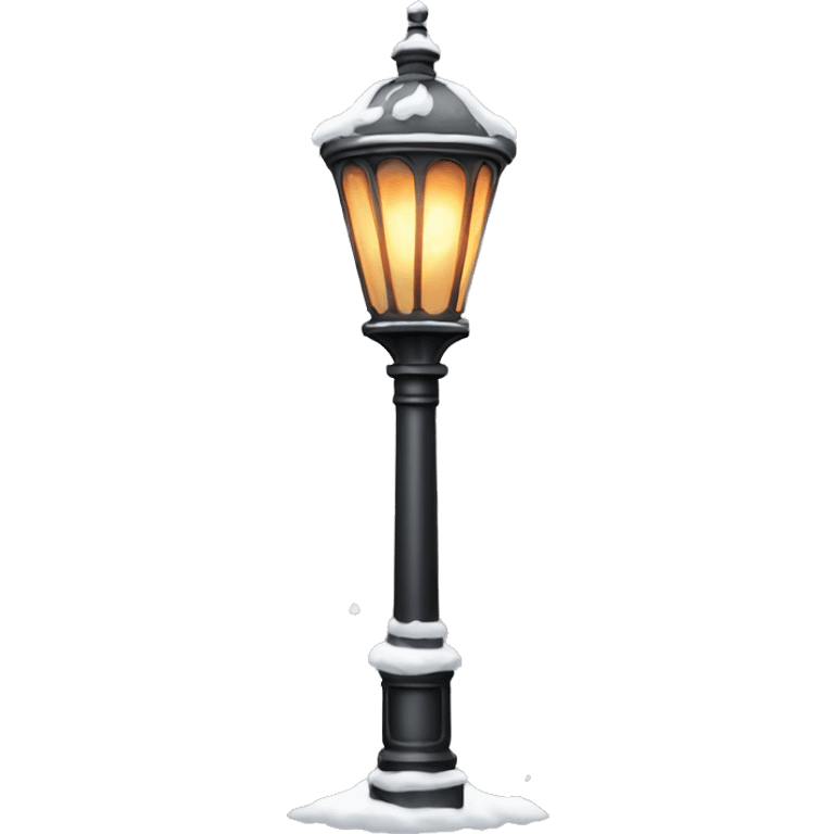 A beautiful lamp post with snow on top and a warm flame inside  emoji